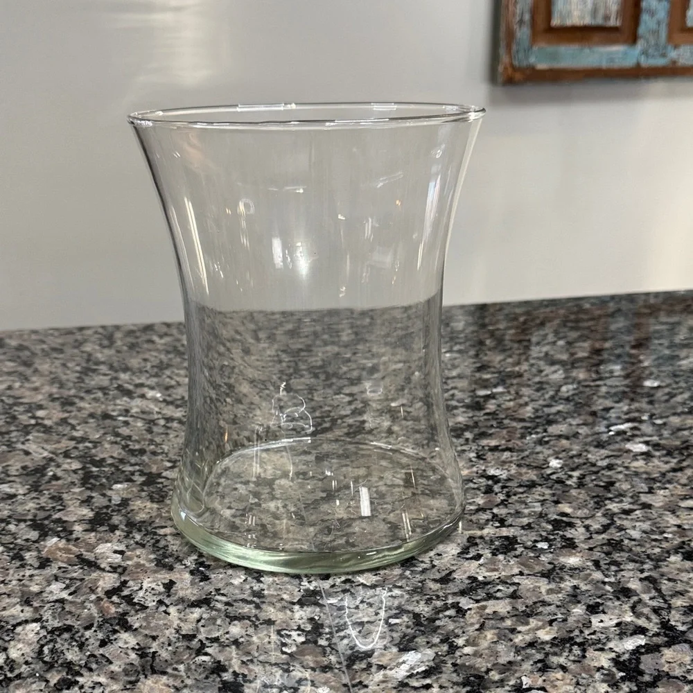 Clear wide mouth Glass Vase 8 inches by 6.5 inches